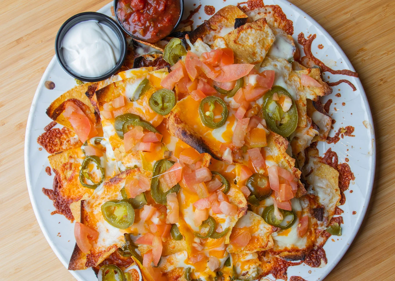 Monty's Nachos loaded with cheese and jalapenos at Monty's Pizza in west Edmonton, AB