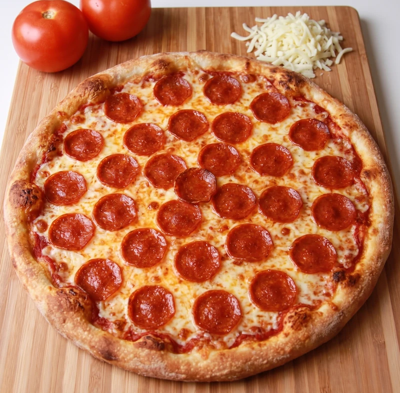 Pepperoni pizza with melted mozzarella at Monty's Pizza in Edmonton, AB